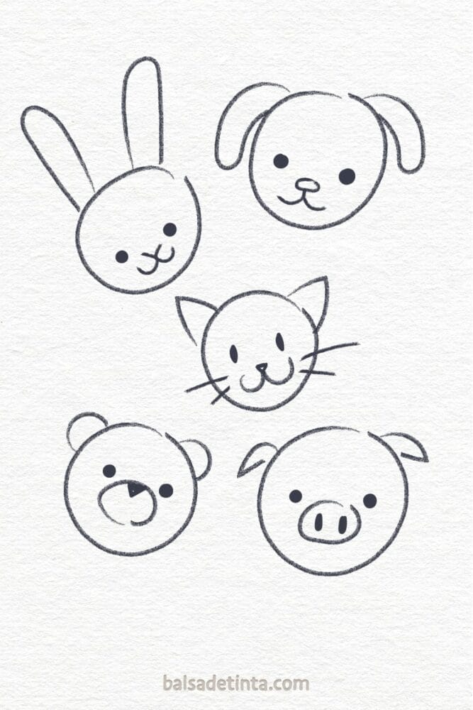 Image of easy drawings to draw: animal faces
