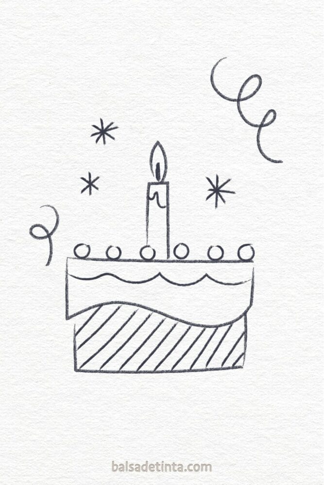 Image of easy drawings to draw: birthday cake
