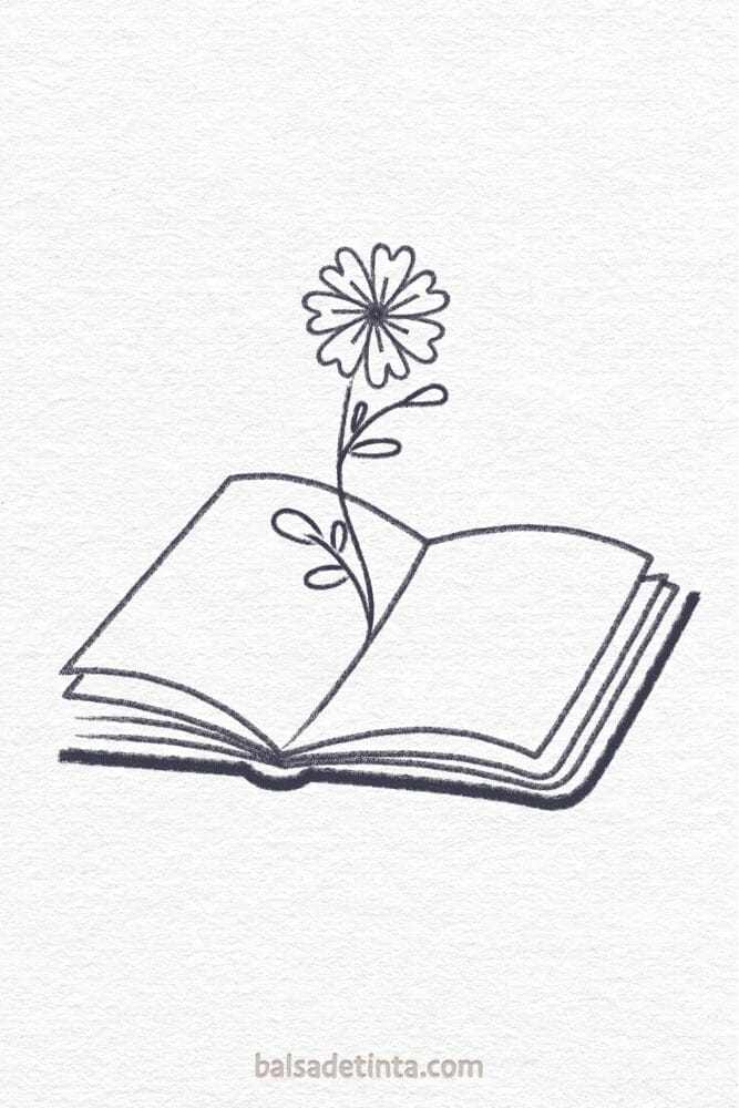 Aesthetic drawings to draw - book flowers