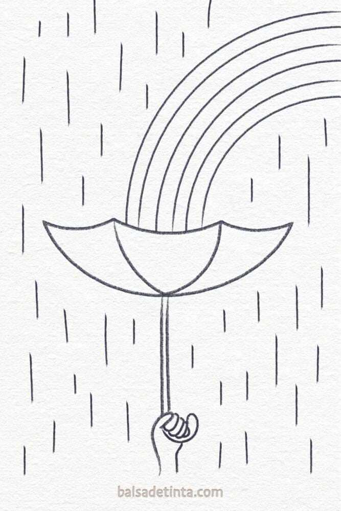 Dibujos aesthetic para dibujar - paraguas boca arriba