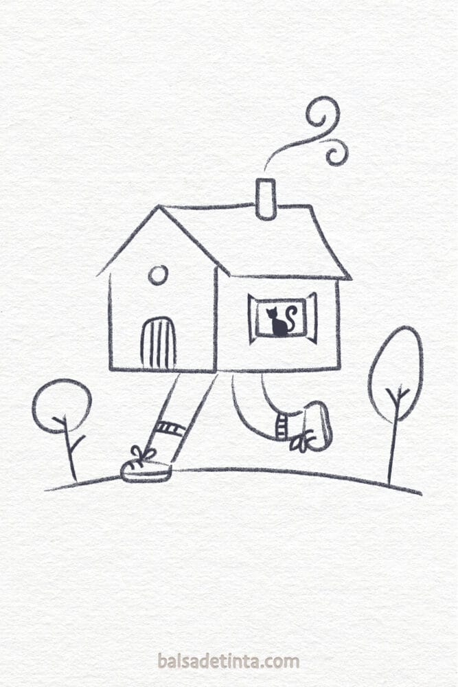 Dibujos bonitos para dibujar - casa caminante