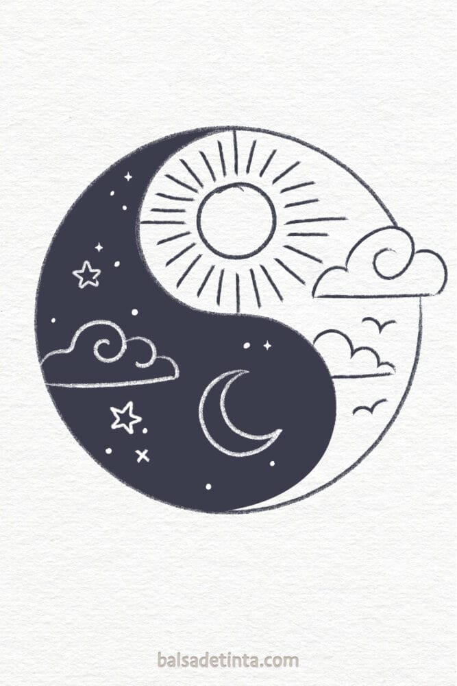 Cute drawings to draw - Yin and Yang of day and night