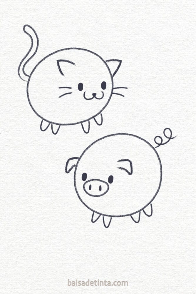 Dibujos kawaii para dibujar - animales bola