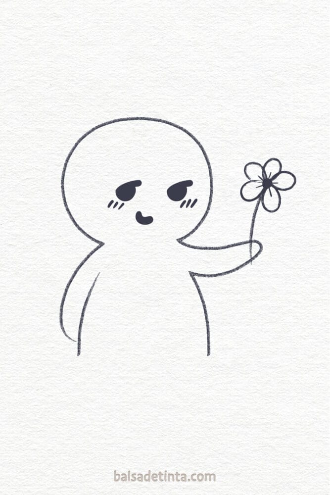Dibujos kawaii para dibujar - una flor para ti