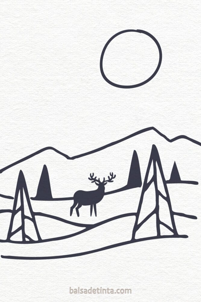 Easy landscapes to draw - Winter Landscape
