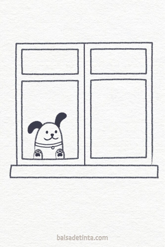 Perros fáciles de dibujar - esperando en la ventana