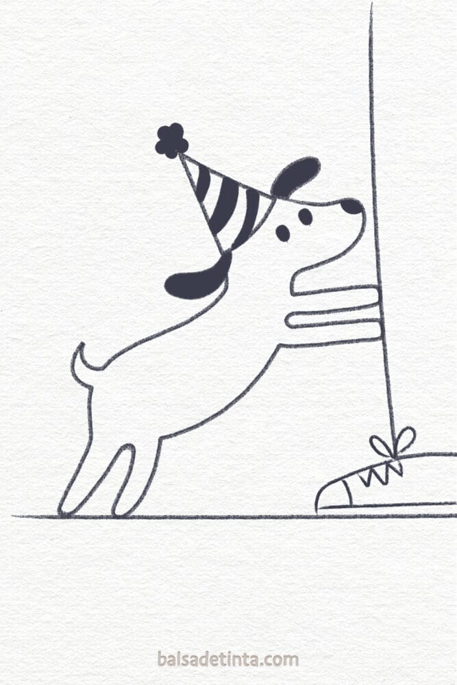 Perros fáciles de dibujar - feliz cumpleaños