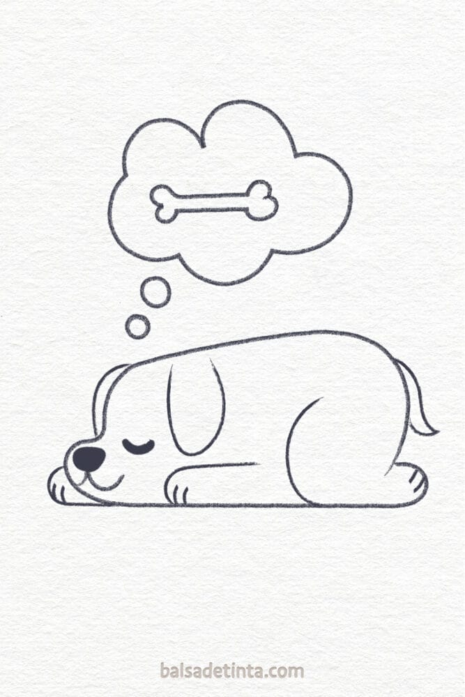Perros fáciles de dibujar - perro soñando