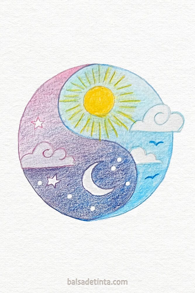 Colored Drawings - Day and Night
