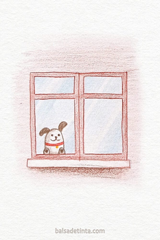 Colored Drawings - Waiting Dog