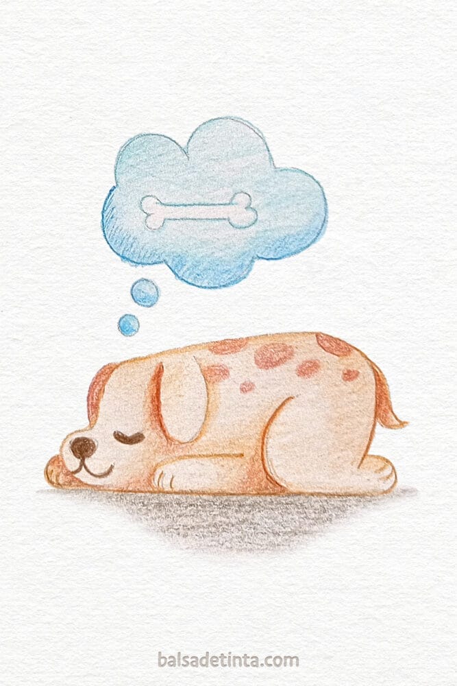 Dibujos a color - Perro soñando