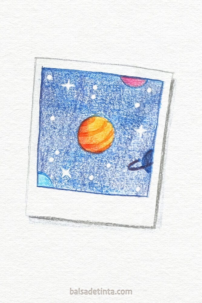 Dibujos a color - Polaroid del espacio