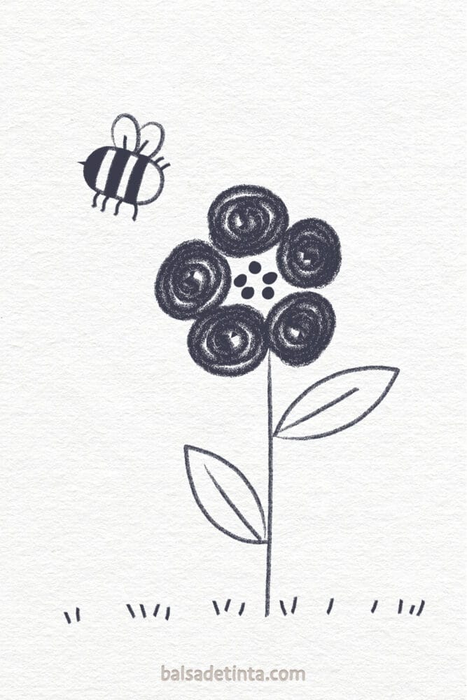 Dibujos de flores - abeja