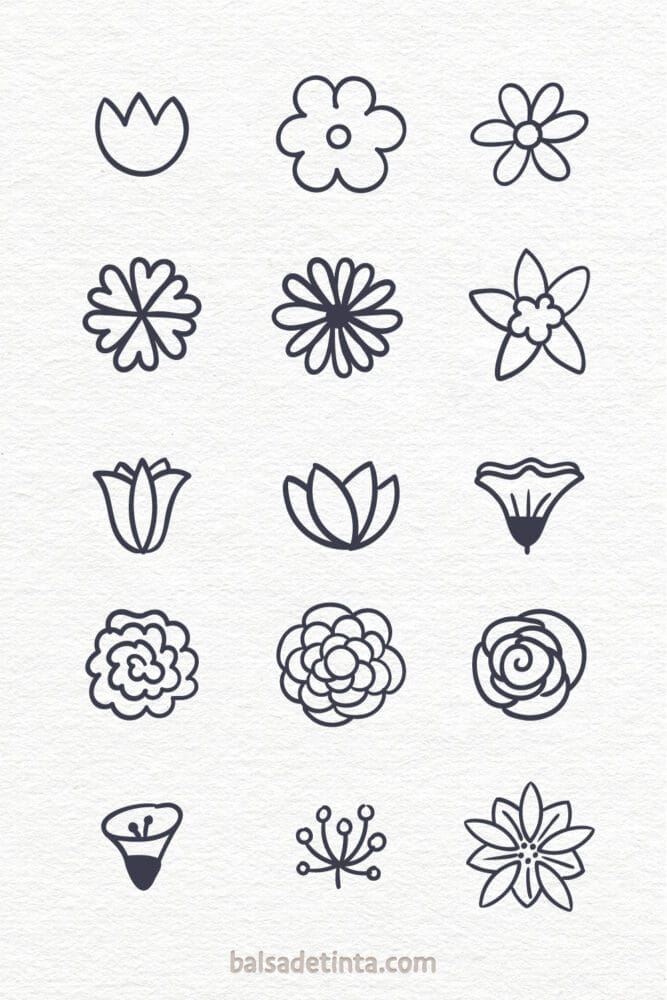 Dibujos de flores - flores faciles