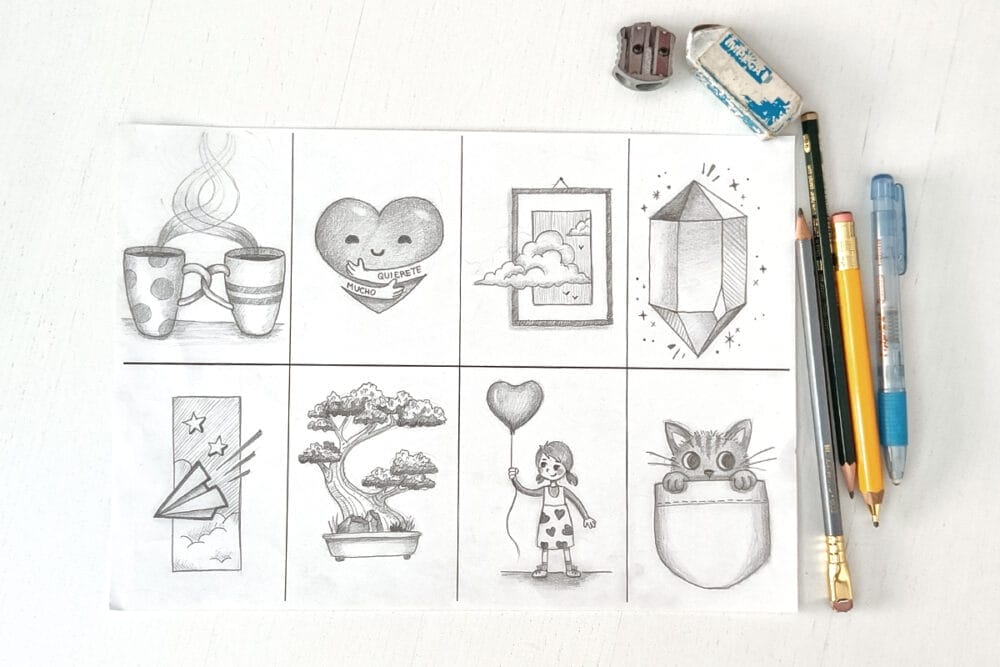 Materials for drawing with pencil