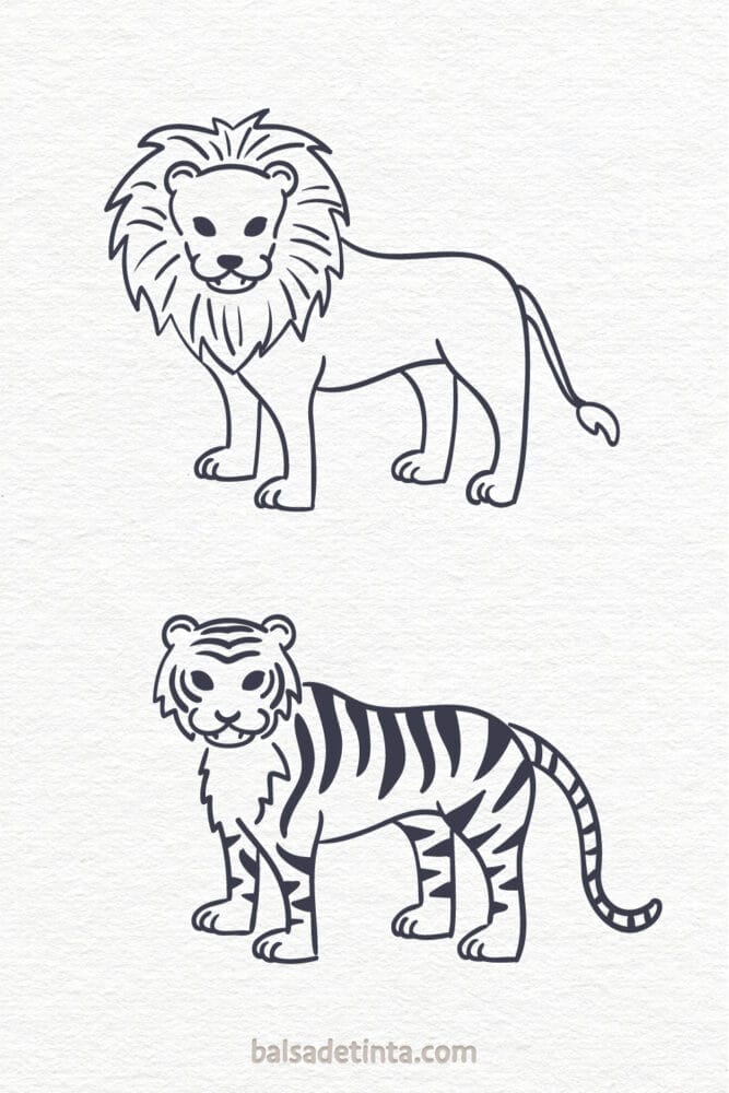 Dibujos de animales - león o tigre