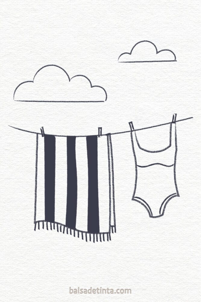 Dibujos de verano - secando la toalla