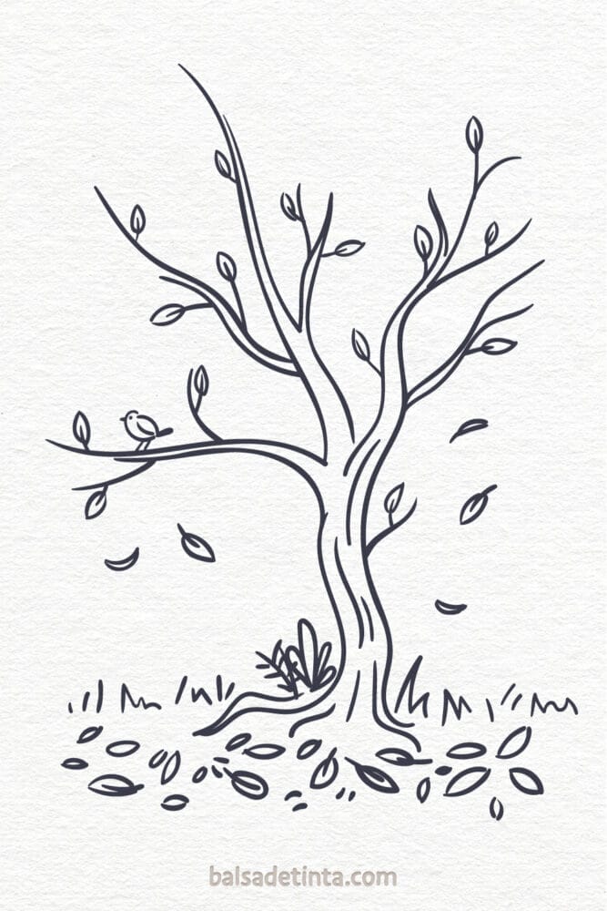 Autumn drawings - autumn tree