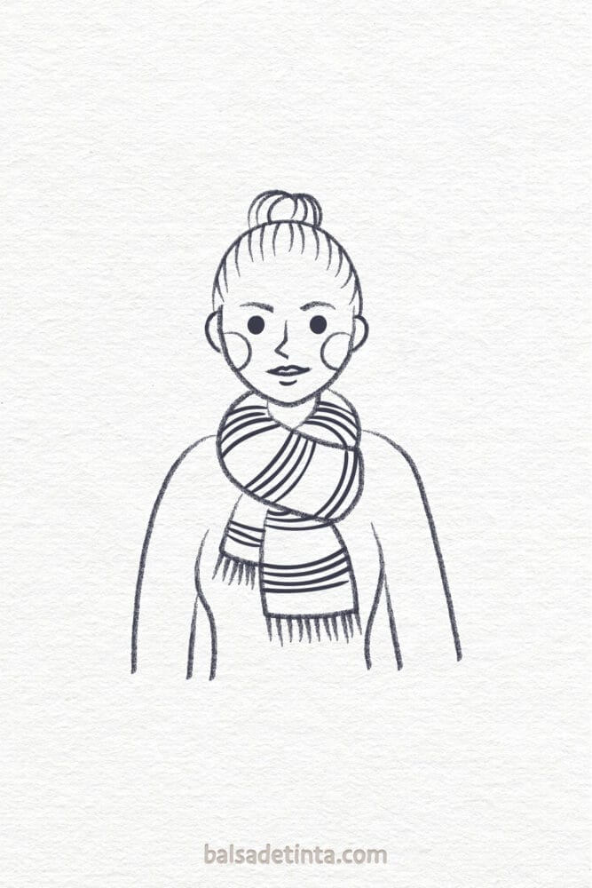 Autumn drawings - woman with scarf