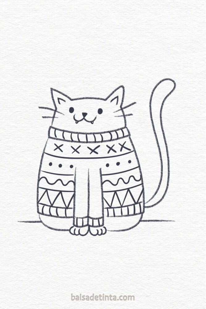 Autumn drawings - cat in sweater