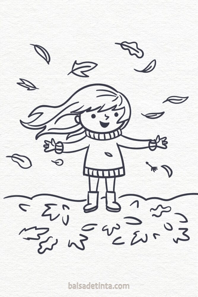 Autumn drawings - playing with the wind