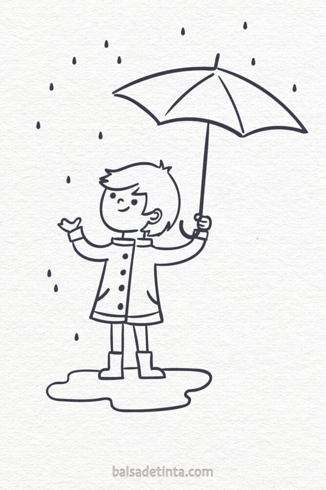 Autumn drawings - kid with raincoat