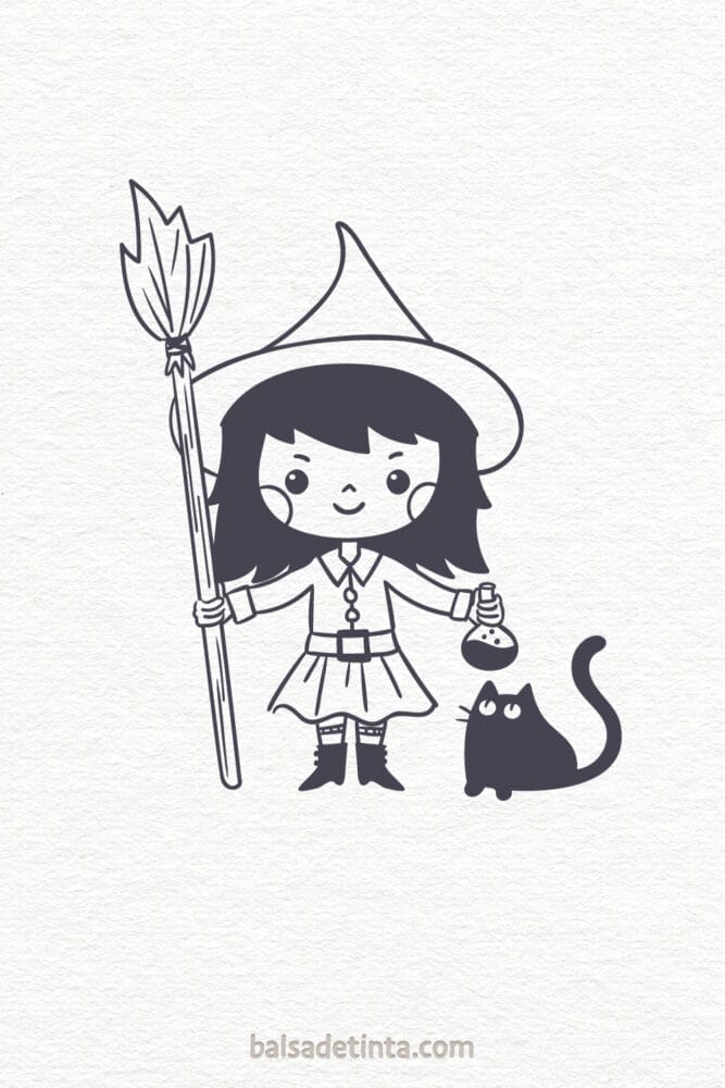 Halloween Drawings - Kawaii Witch