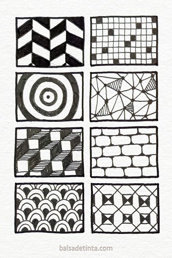 Drawings of geometric textures and patterns