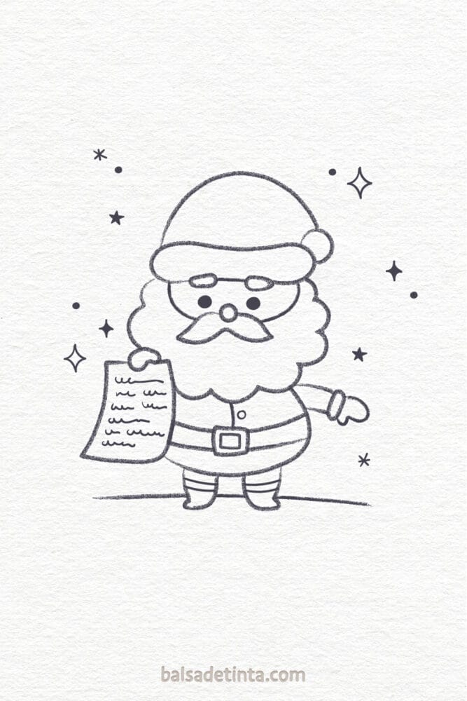 Christmas Drawings - Kawaii Santa Claus