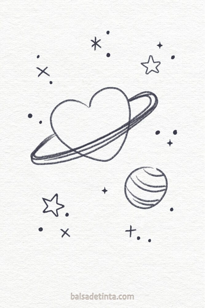 Romantic Drawings - Planet Love