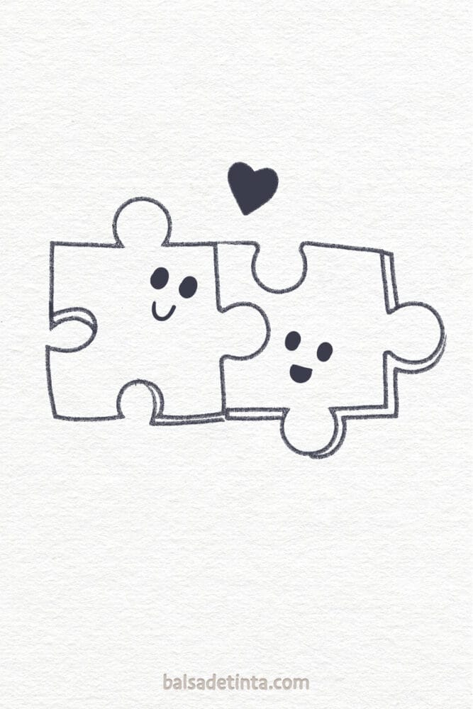 Romantic Drawings - Puzzle Pieces Fit Together