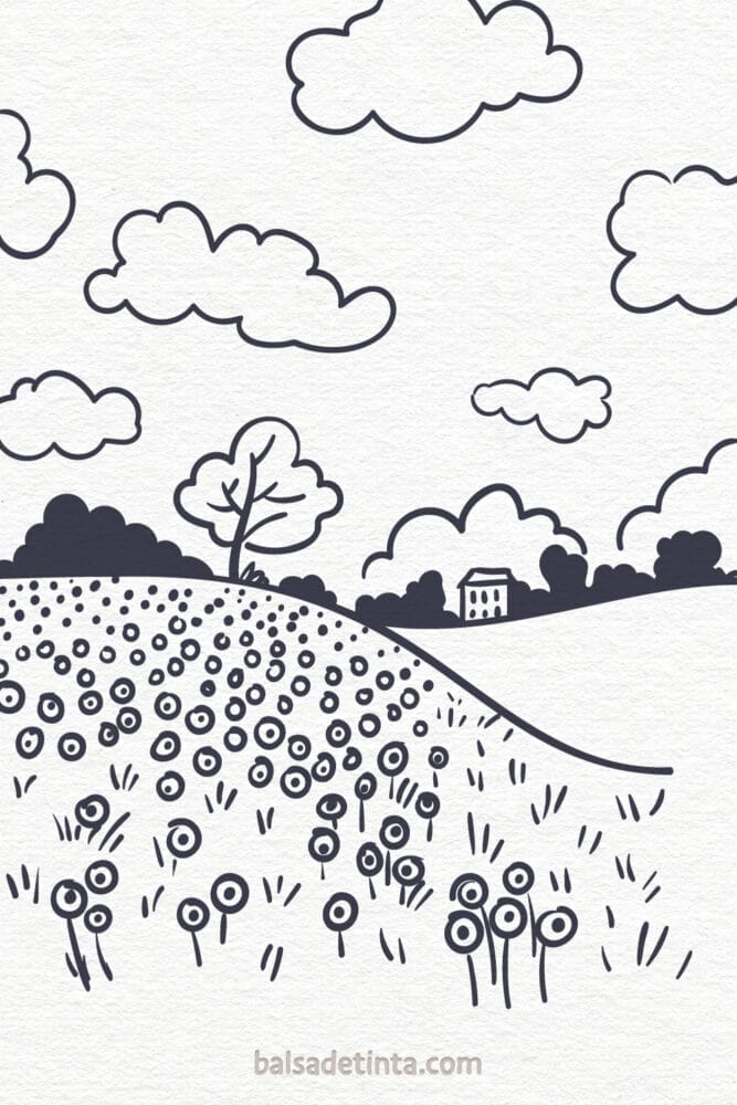 Spring drawing - poppy field