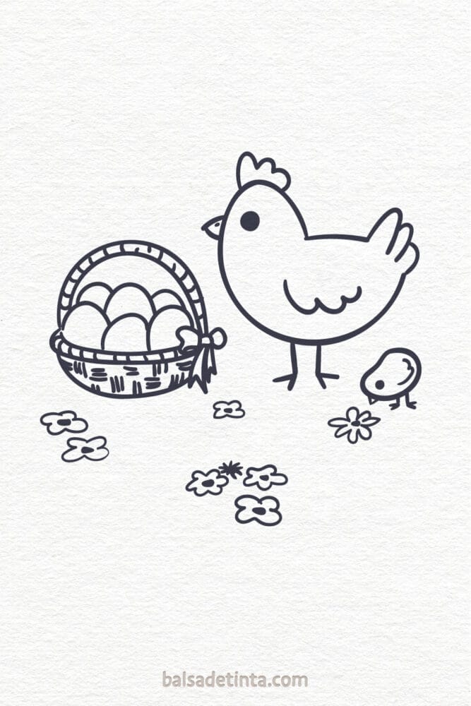 Spring drawing - Easter hen