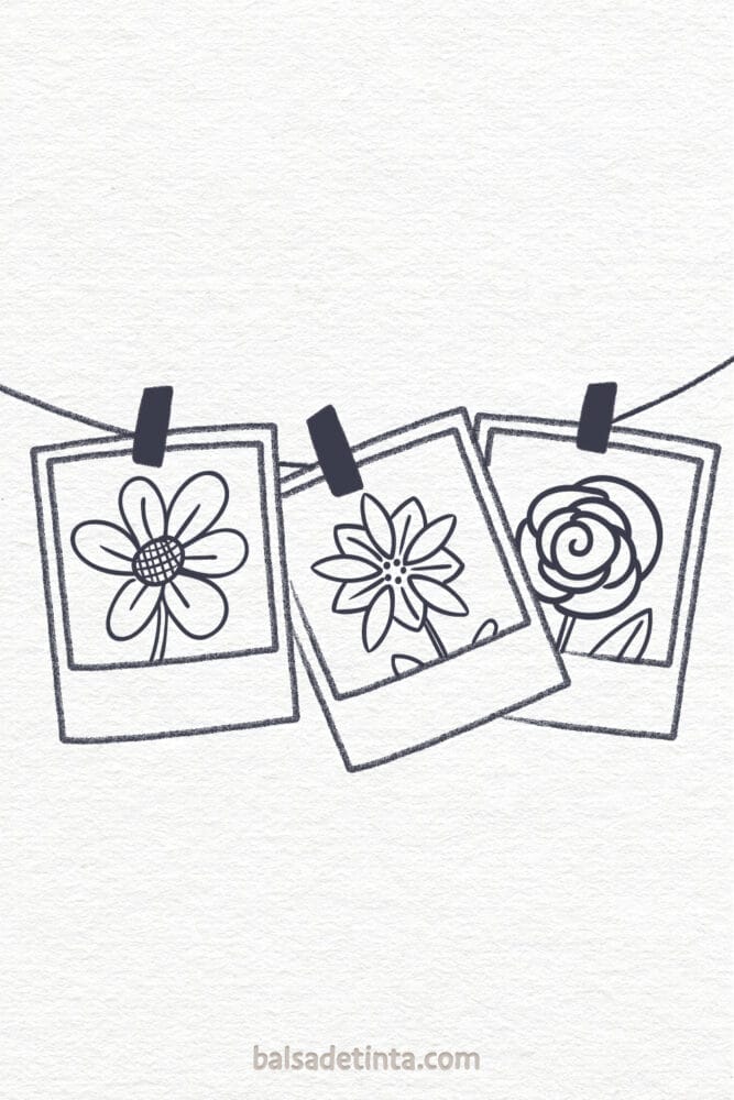 Spring drawing - flower polaroids