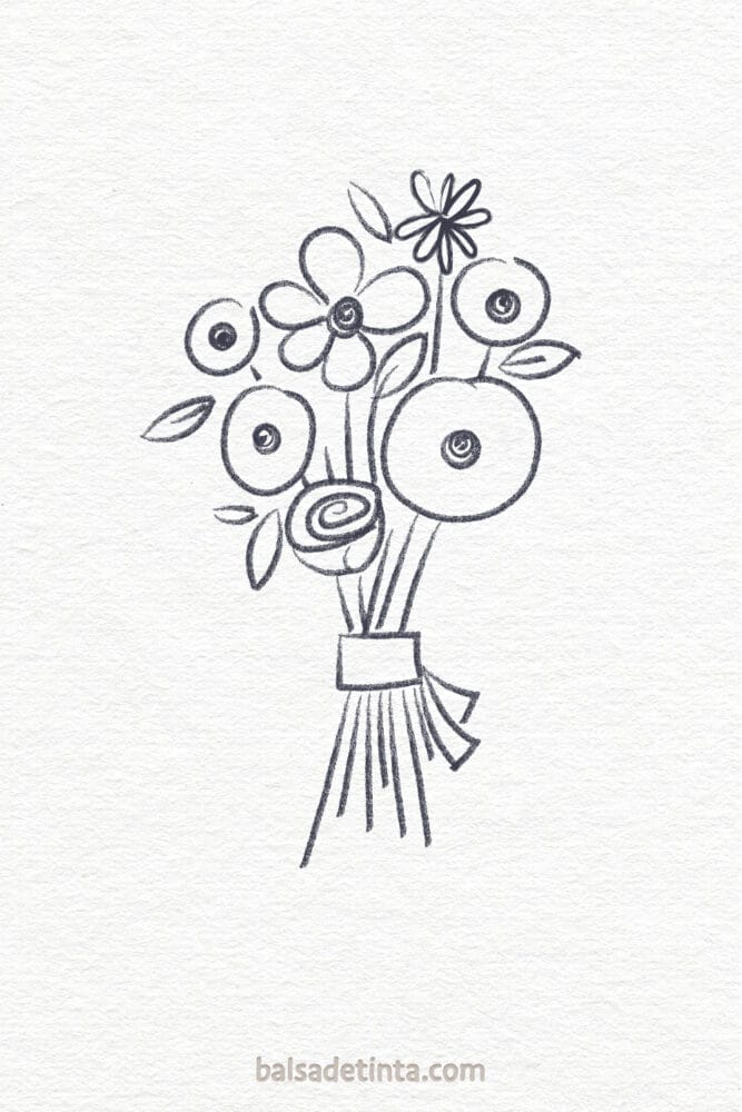 Spring drawing - flower bouquet