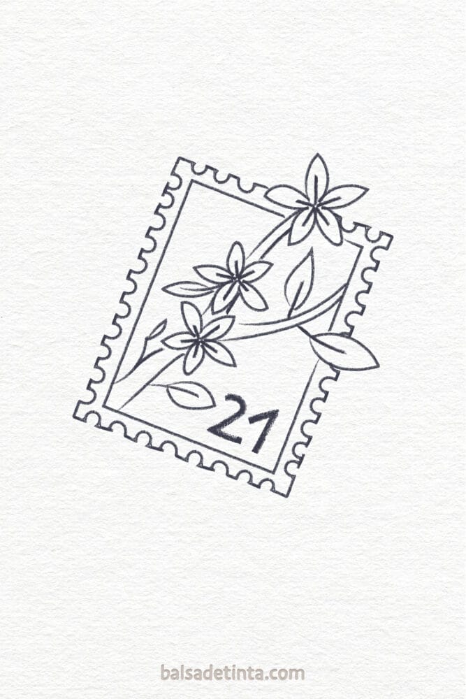 Spring drawing - stamp with flowers