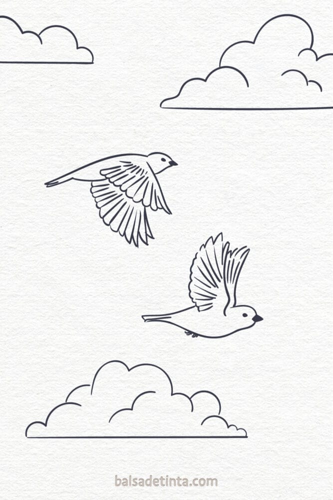 Spring drawing - flying birds