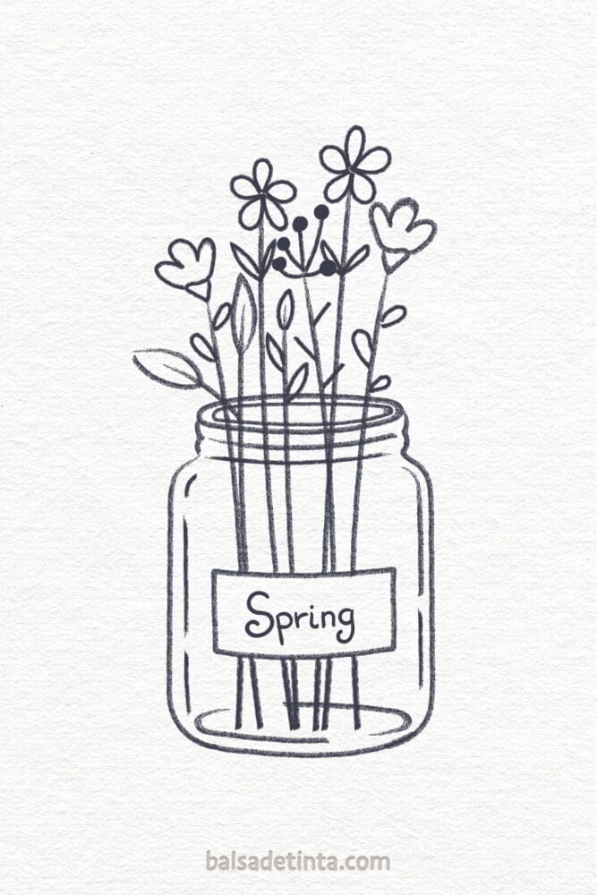 Spring drawing - wild flowers jar