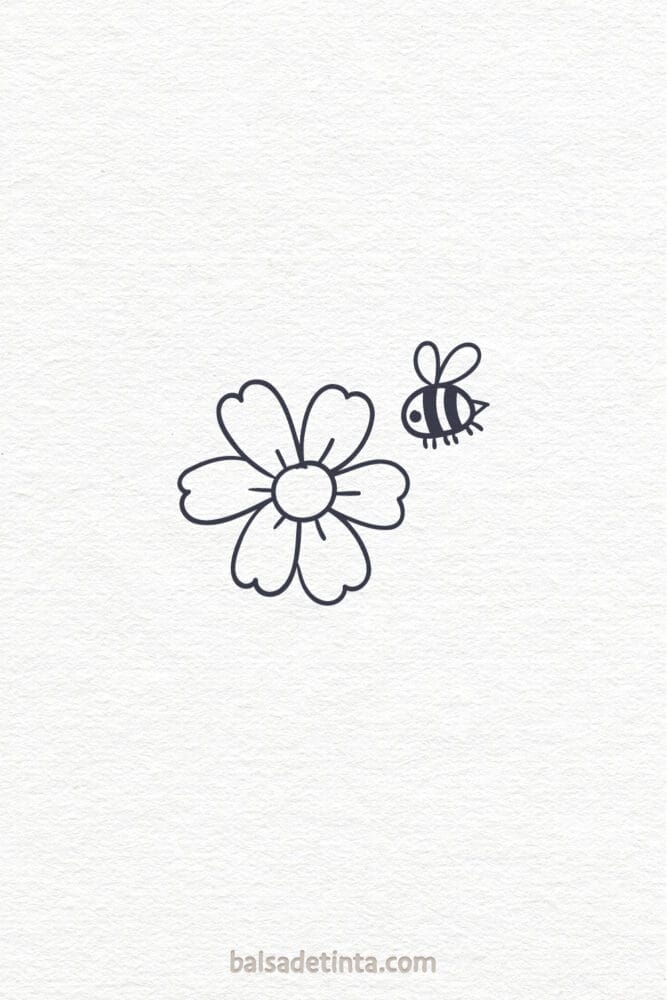 What to draw when you're bored: flower and bee