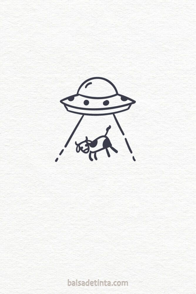 What to draw when you're bored: UFO abducting cow