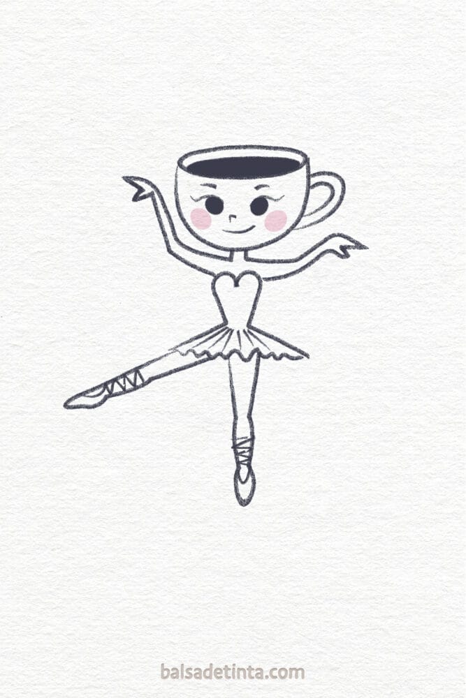 Easy cartoons to draw: Ballerina Cappuccina