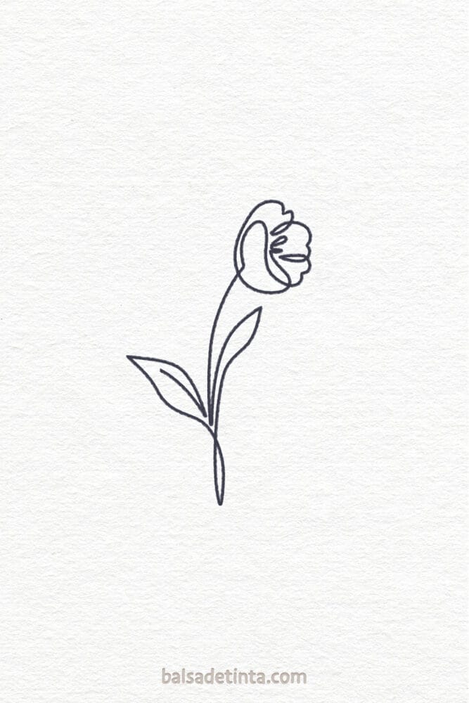 Imagen de tatuaje sencillo: flor con un trazo