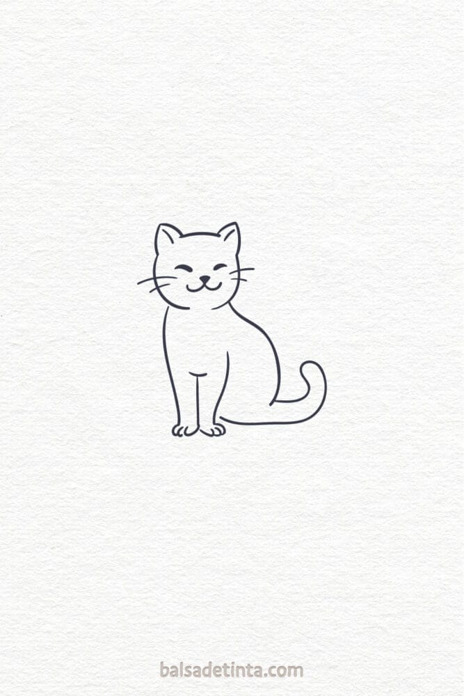 Imagen de tatuaje sencillo: gato feliz