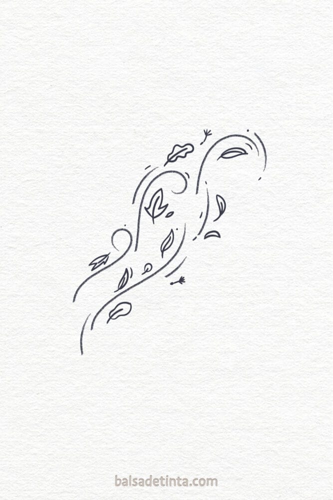 Imagen de tatuaje sencillo: hojas al viento