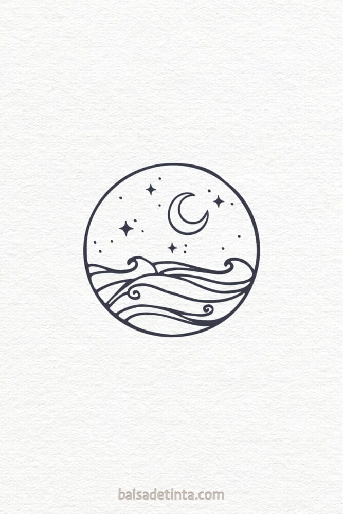 Imagen de tatuaje sencillo: marina nocturna