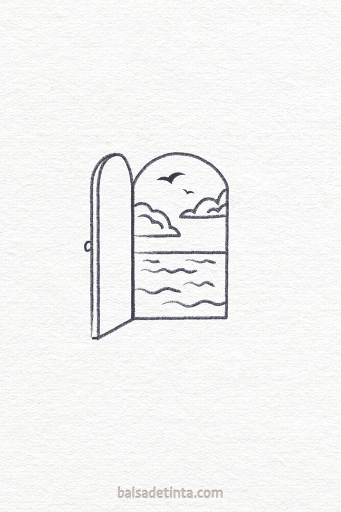 Imagen de tatuaje sencillo: puerta